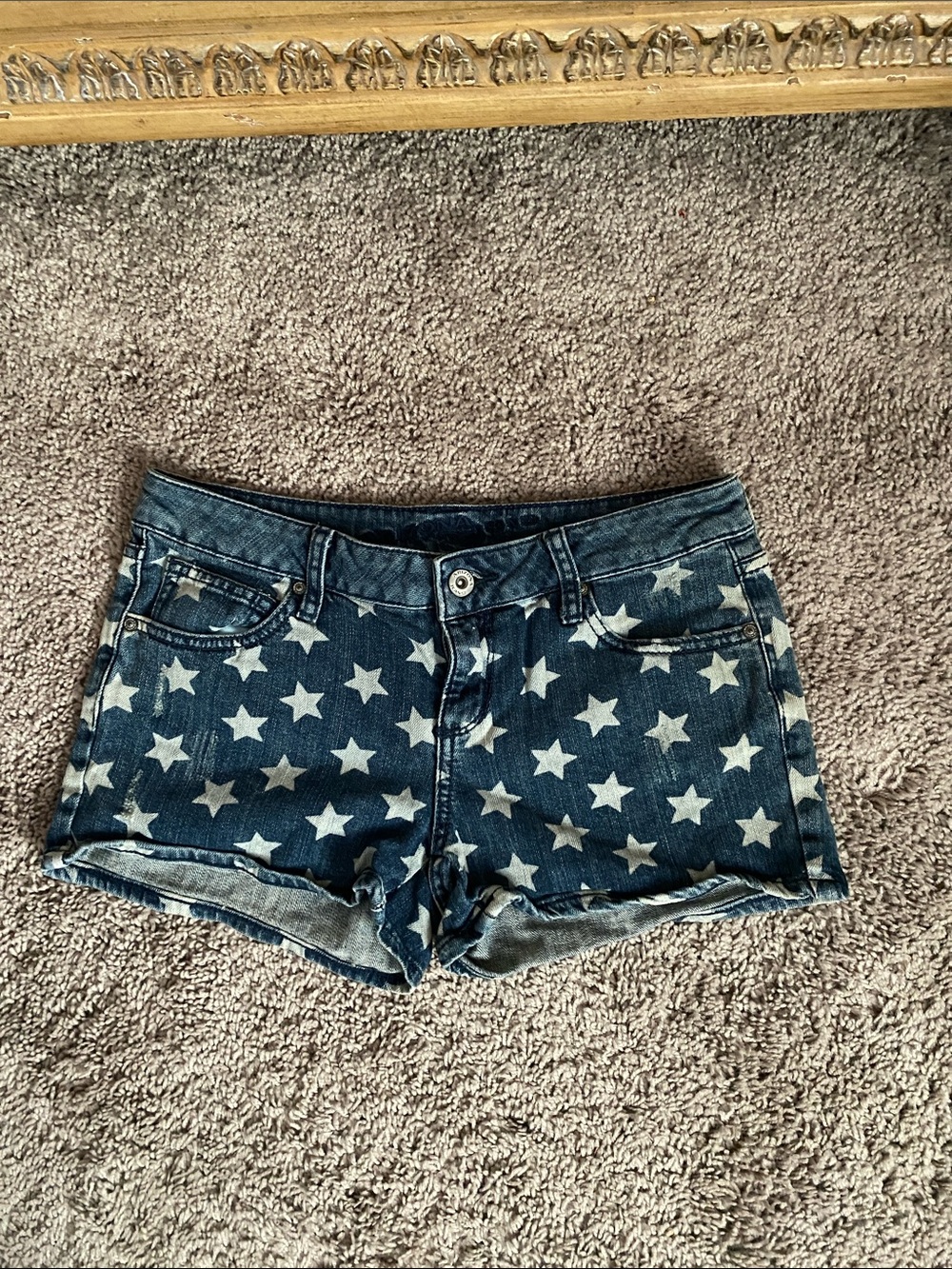 Arizona Jean Company Star Print Denim Shorts - Dark Blue size 3